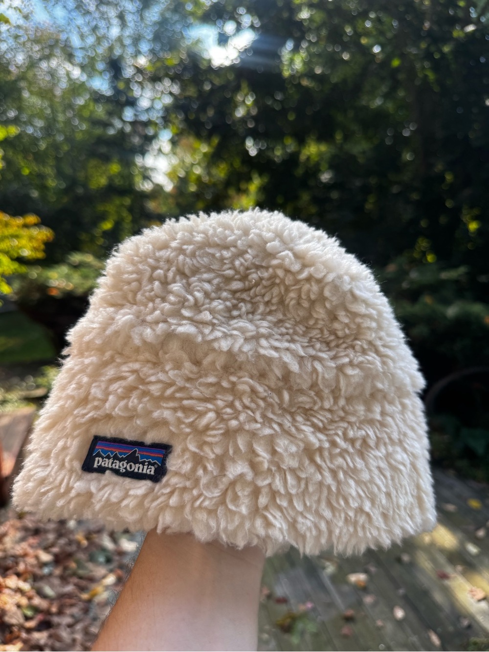 Patagonia Kids Cream Sherpa Beanie sized large